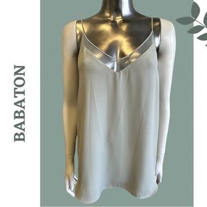 Aritzia Babaton Galen Camisole Mesh Inlay Thin Strap Grey Green Size Small